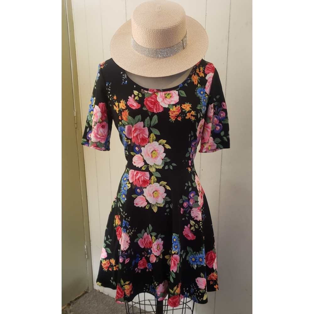 Black dress with flower